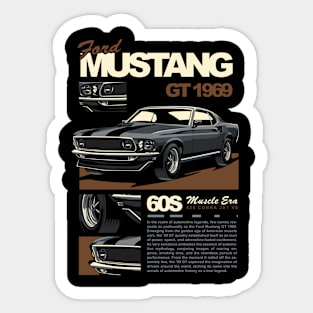 Retro Mustang 1969 GT Sticker